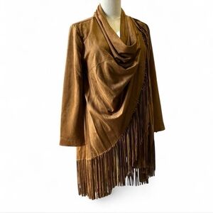 NWT Chico's Faux Suede Fringe Duster Cardigan Bohowestern Size Small*
